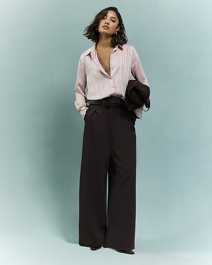Pink Satin Stripe Blouse