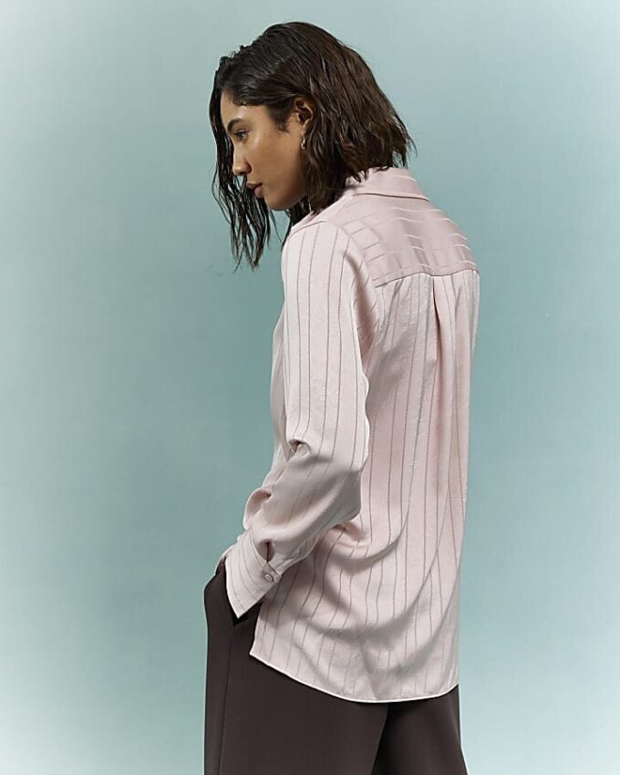 Pink Satin Stripe Blouse