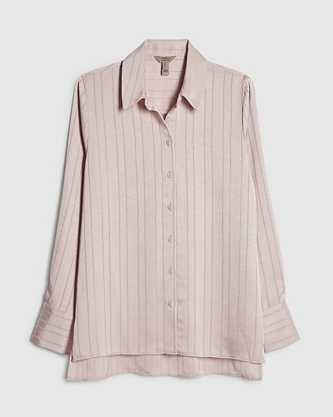Pink Satin Stripe Blouse