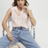 Pink Scallop Sleeveless Blouse