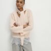 Pink Scarf Neck Lace Hem Jumper