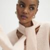 Pink Scarf Neck Lace Hem Jumper