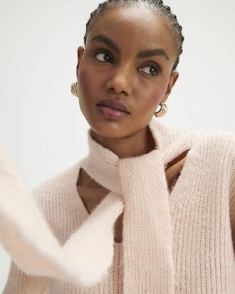 Pink Scarf Neck Lace Hem Jumper Pink Scarf Neck Lace Hem Jumper