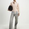 Pink Scarf Neck Lace Hem Jumper
