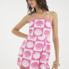 Pink Shell Print Beach Playsuit