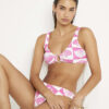 Pink Shell Print Textured Cami Bikini Top