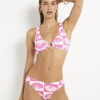Pink Shell Print Textured Cami Bikini Top