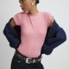 Pink Short Sleeve Fitted Ribbed T-shirt