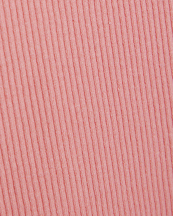 Pink Short Sleeve Fitted Ribbed T-shirt