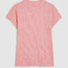 Pink Short Sleeve Fitted Ribbed T-shirt