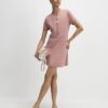 Pink Short Sleeve Scallop Trim Mini Dress Pink Short Sleeve Scallop Trim Mini Dress