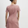 Pink Short Sleeve Scallop Trim Mini Dress Pink Short Sleeve Scallop Trim Mini Dress