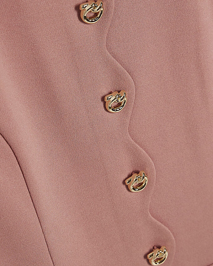 Pink Short Sleeve Scallop Trim Mini Dress Pink Short Sleeve Scallop Trim Mini Dress