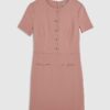 Pink Short Sleeve Scallop Trim Mini Dress Pink Short Sleeve Scallop Trim Mini Dress