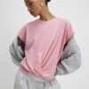 Pink Short Sleeve Twist Front T-shirt