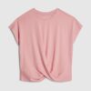 Pink Short Sleeve Twist Front T-shirt