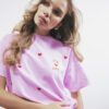 Pink Short Sleeve Ur Cute Embroidered T-shirt