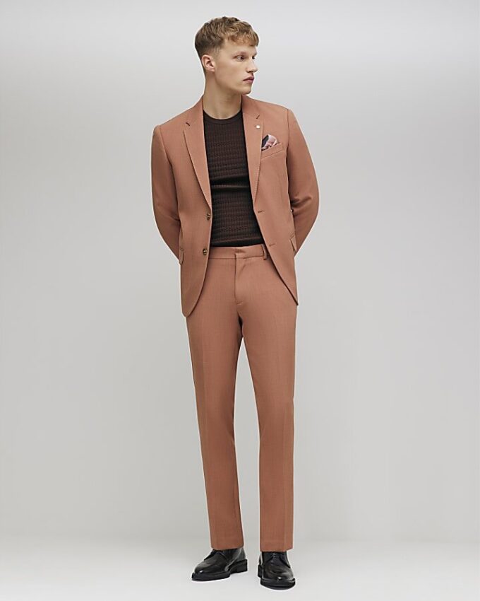 Pink Skinny Fit Suit Trousers