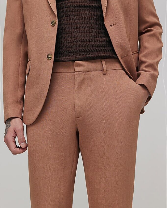 Pink Skinny Fit Suit Trousers