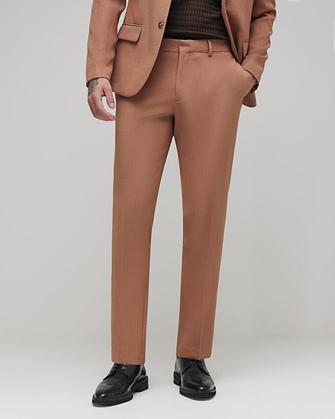 Pink Skinny Fit Suit Trousers