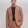 Pink Skinny Fit Textured Suit Jacket