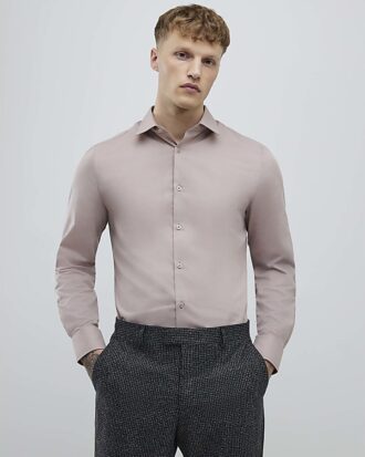 Pink Slim Fit Long Sleeve Shirt
