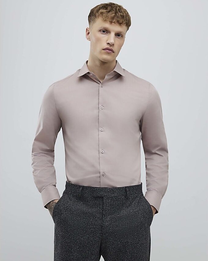 Pink Slim Fit Long Sleeve Shirt