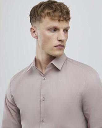 Pink Slim Fit Long Sleeve Shirt