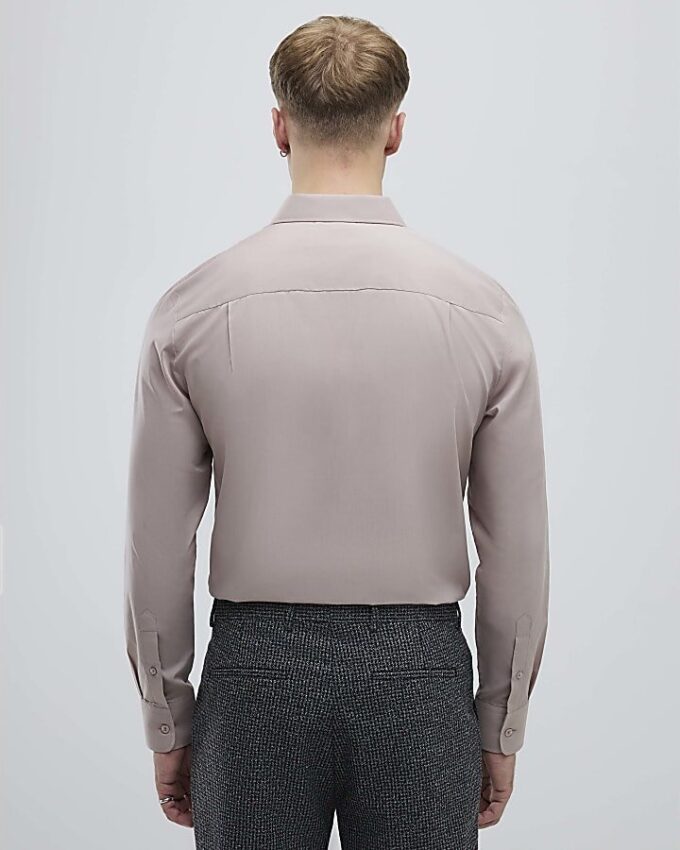 Pink Slim Fit Long Sleeve Shirt