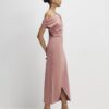 Pink Stretchy Draped Midi Dress Pink Stretchy Draped Midi Dress