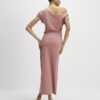 Pink Stretchy Draped Midi Dress Pink Stretchy Draped Midi Dress