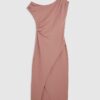 Pink Stretchy Draped Midi Dress Pink Stretchy Draped Midi Dress