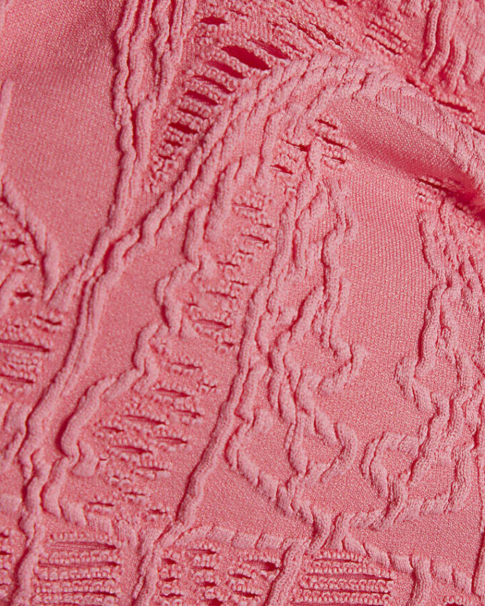 Pink Texture Shell Bandeau Bikini Top