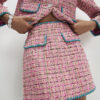 Pink Whipstitch Boucle Mini Skirt
