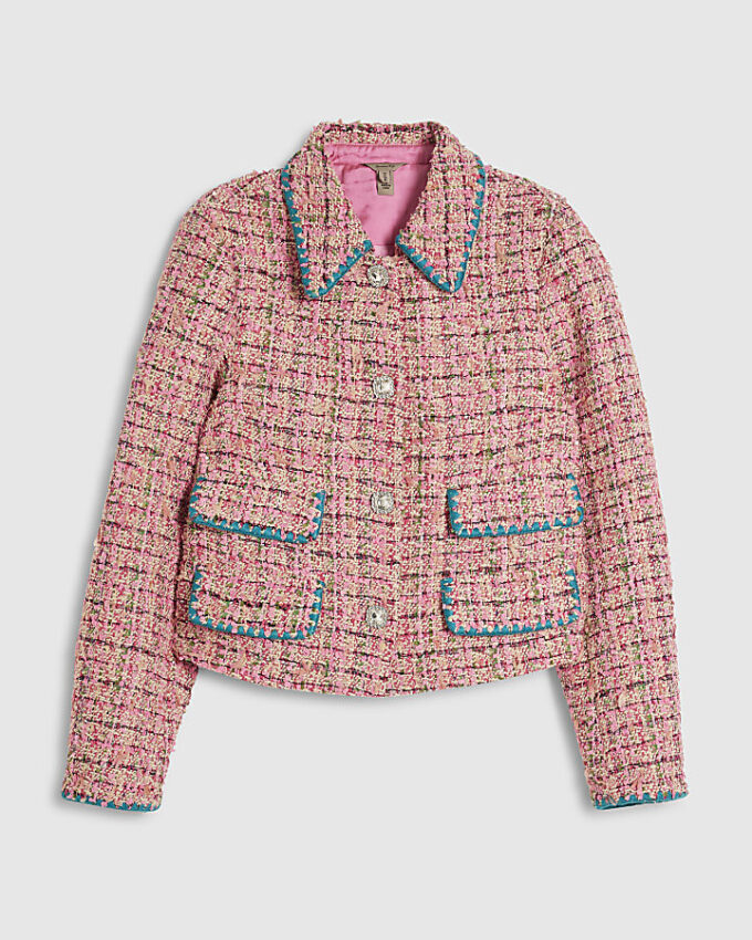 Pink Whipstitch Boucle Trophy Jacket