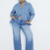 Plus blue high waisted straight leg jeans