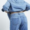 Plus blue high waisted straight leg jeans