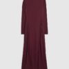 Purple Long Sleeve Gathered Waist Maxi Dress