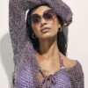 Purple Oversized Rimless Sunglasses