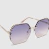 Purple Oversized Rimless Sunglasses