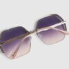 Purple Oversized Rimless Sunglasses