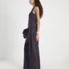 Purple Pinstripe Wide Leg Trousers