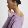 Purple Ribbed Off The Shoulder Jumper