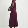 Purple Short Sleeve High Neck Maxi Dress