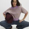 Purple Short Sleeve Striped Jumper