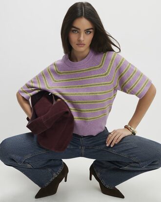 Purple Short Sleeve Striped Jumper Purple Short Sleeve Striped Jumper
