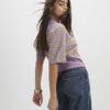 Purple Short Sleeve Striped Jumper