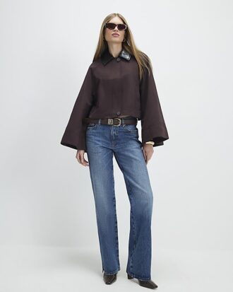 Red Batwing Sleeve Barn Jacket