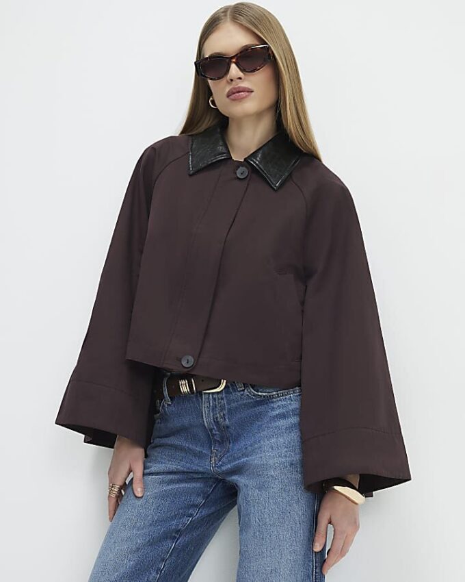 Red Batwing Sleeve Barn Jacket