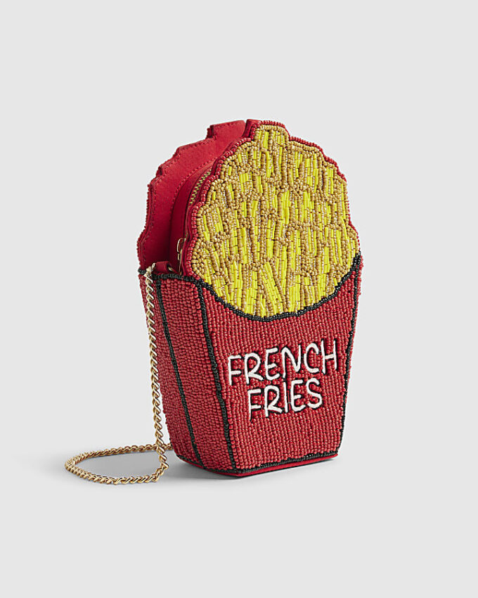 Red Beaded French Fries Cross Body Bag